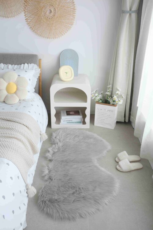 FAUX FUR Rug DOUBLE HEART